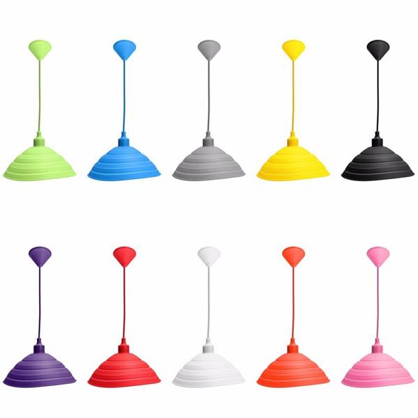 Pendant Lamp Holder Colorful Silicone Folding Lampshade Ceiling Light Socket AC 110-240V