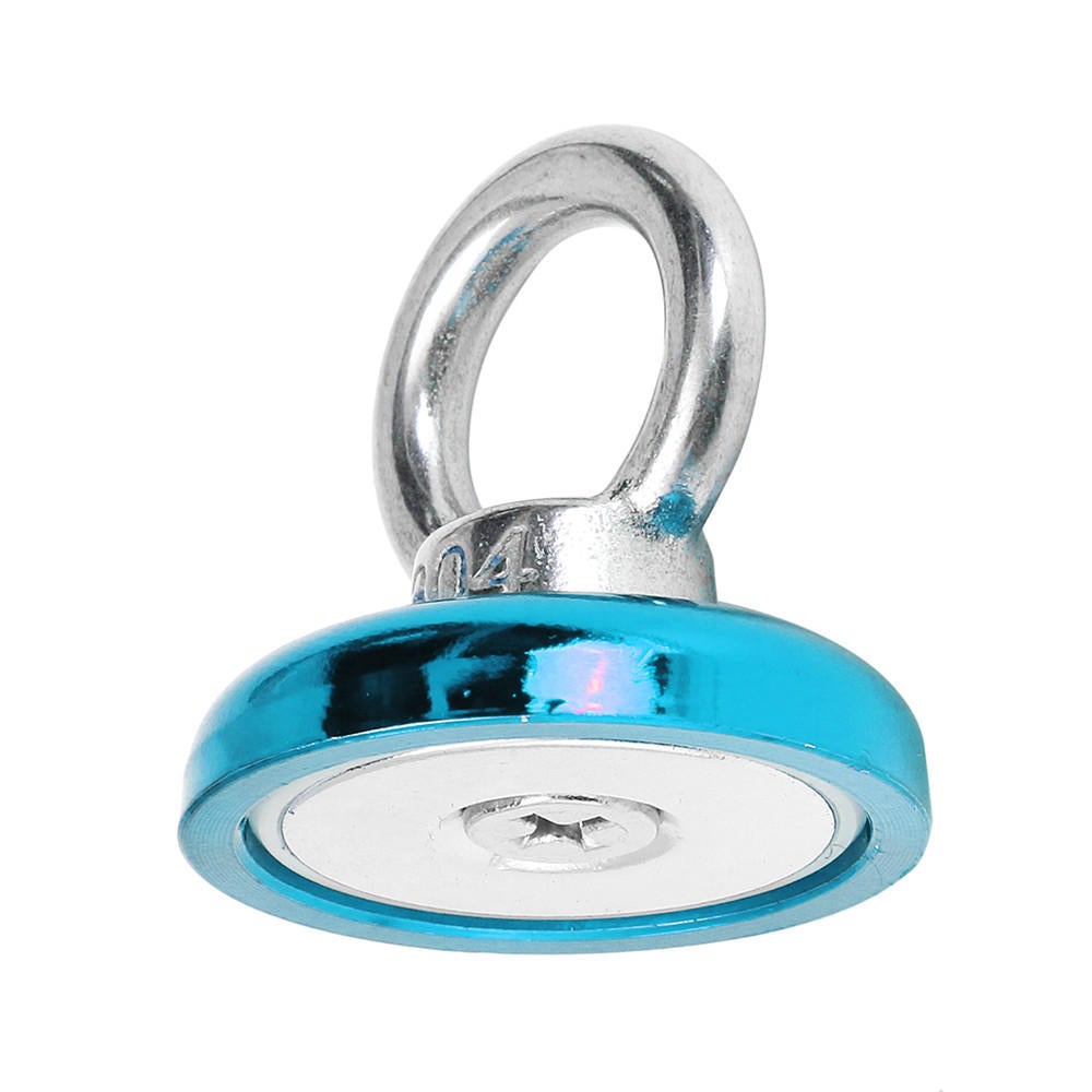 36x30mm 50KG Neodymium Recovery Magnet Red/Yellow/Blue Eyebolt Hook Metal Detector