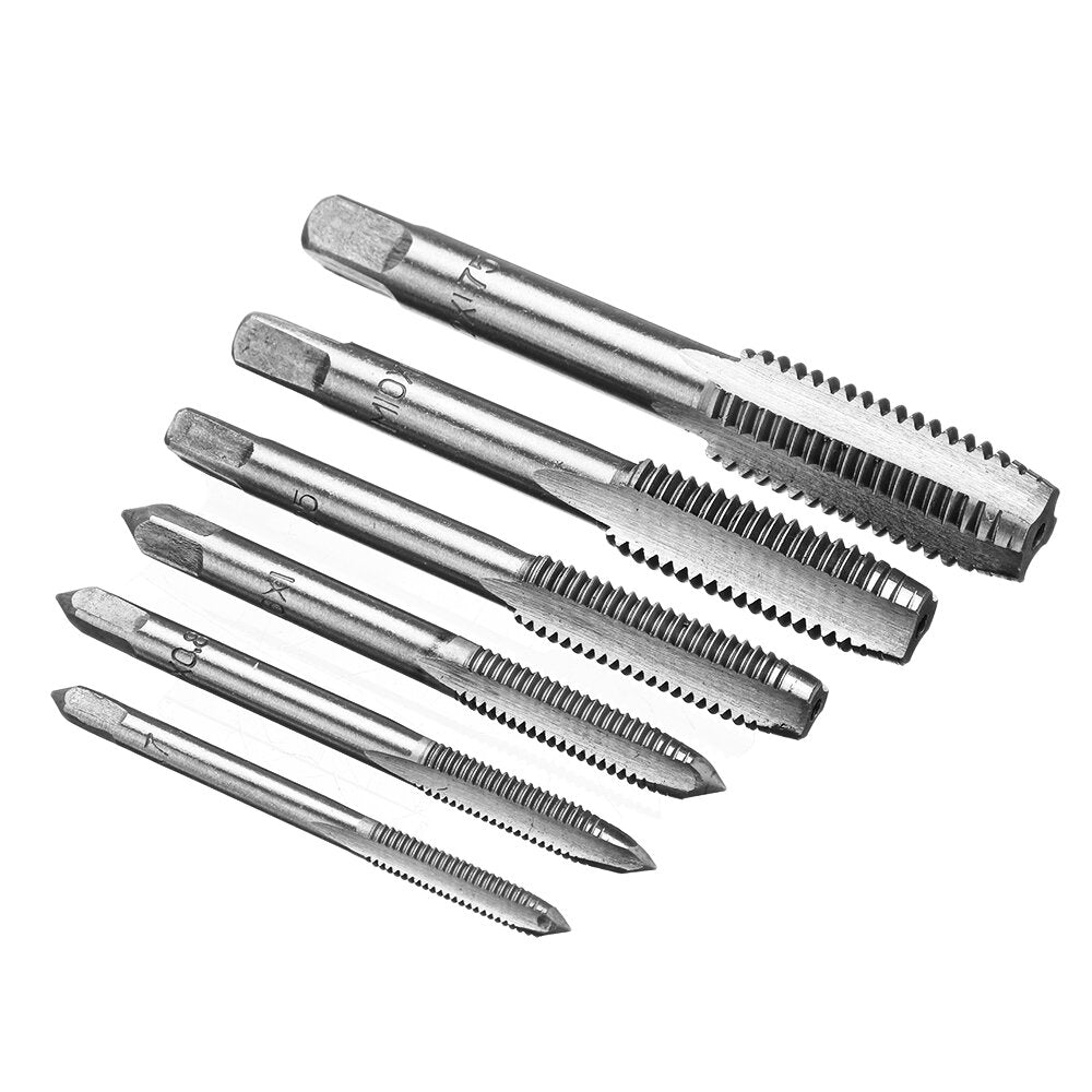 6pcs M4-M12 Thread Tap Hand Tap with Tap Wrench Combination Thread Tap Drill Bit Adjustable Tapping Tool