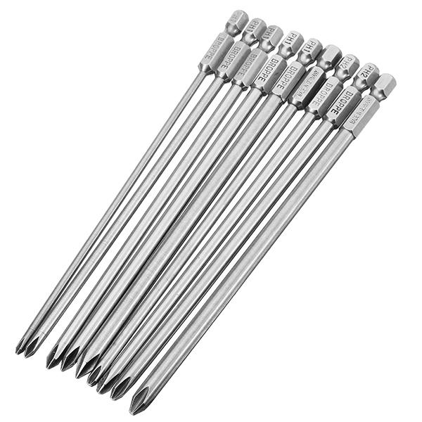 9pcs 150mm Magnetic Cross Head Screwdriver Bits Long Hex Shank