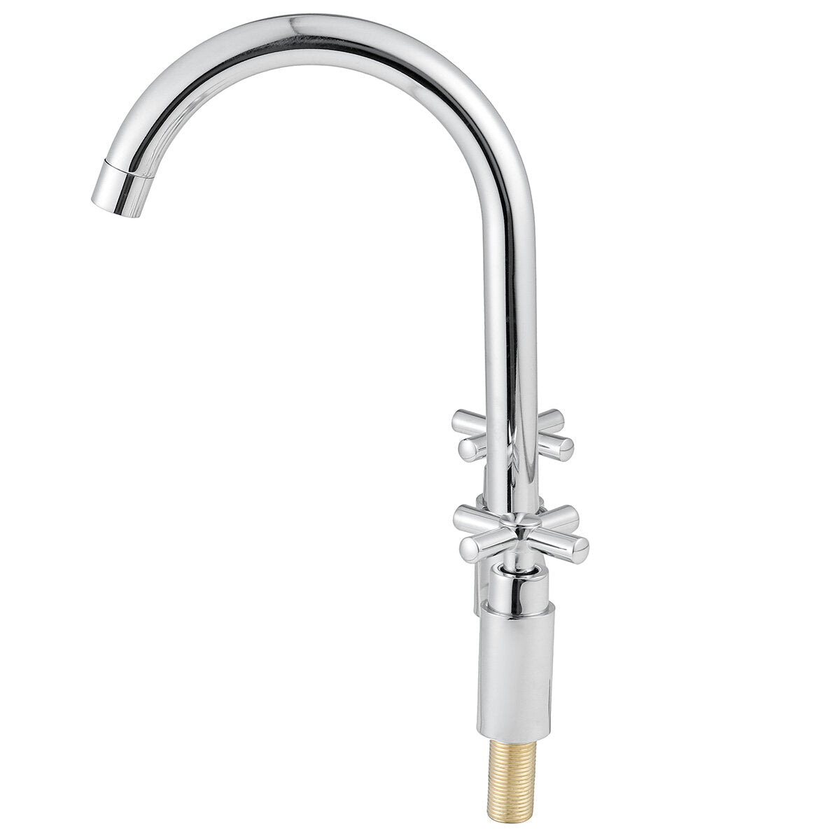 Modern Kitchen Sink Faucet Hot Cold Mixer Taps Swivel Spout Dual Lever Tap Mono Chrome