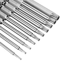 10Pcs S2 Alloy Steel T6-T40 75mm Magnetic Torx Screwdriver Bits 1/4 Inch Hex Shank