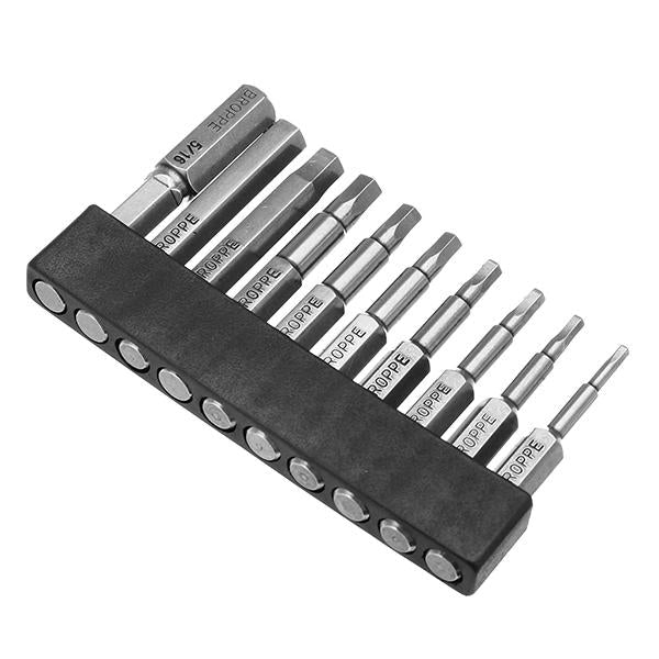 10pcs SAE 5/64-5/16 Inch Hex Head Screwdriver Bit 1/4 Inch Hex Shank Magnetic Screwdriver Bit