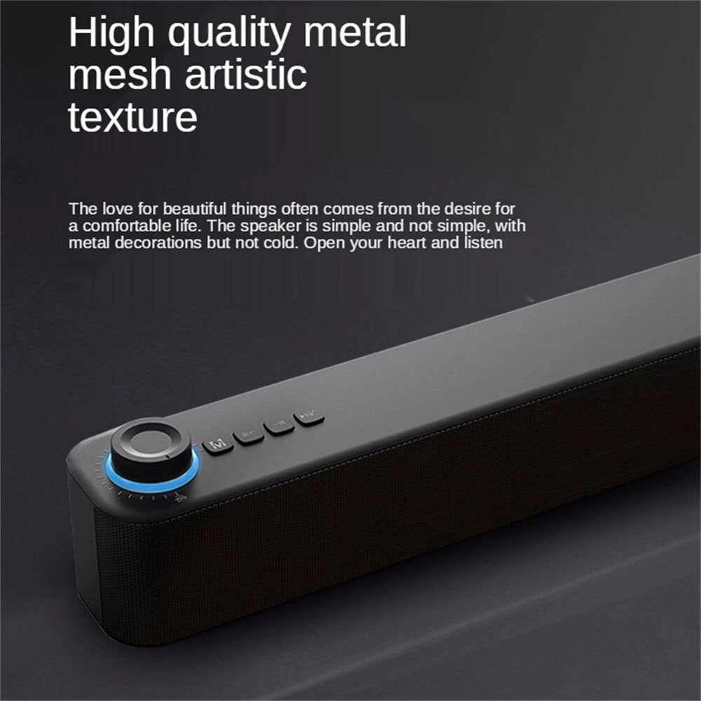 Bluetooth 5.0 Speaker Wireless Soundbar 10W Double Horn Hi-Fi Bass Surround Sound Speaker Built-in Microphone