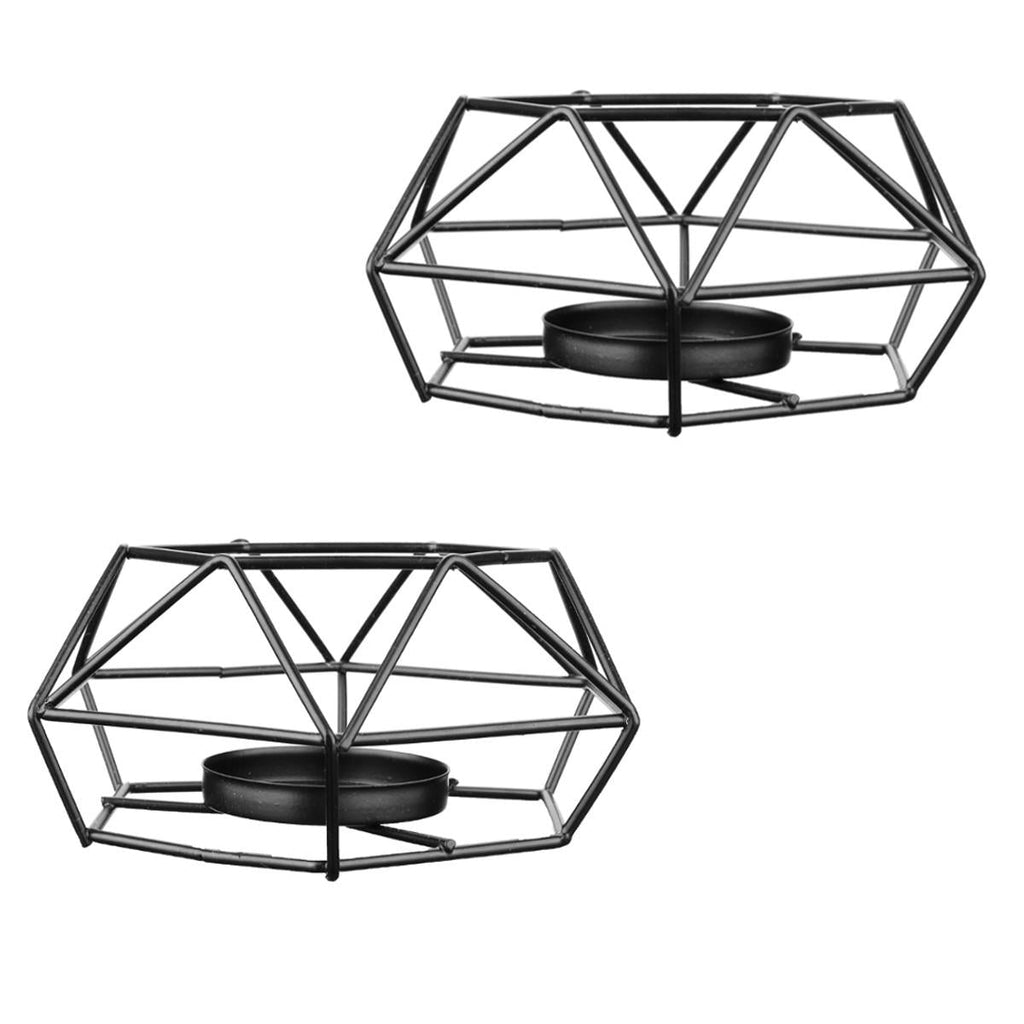 Metal Wire Candlestick Tea Light Candle Holder Tabletop Decor Industrial Lantern