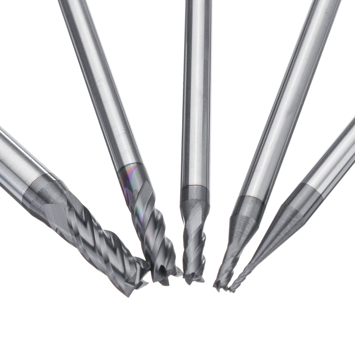 5pcs 1-5mm Solid Carbide Straight End Mill 4 Flute Milling Cutter CNC Tool Black
