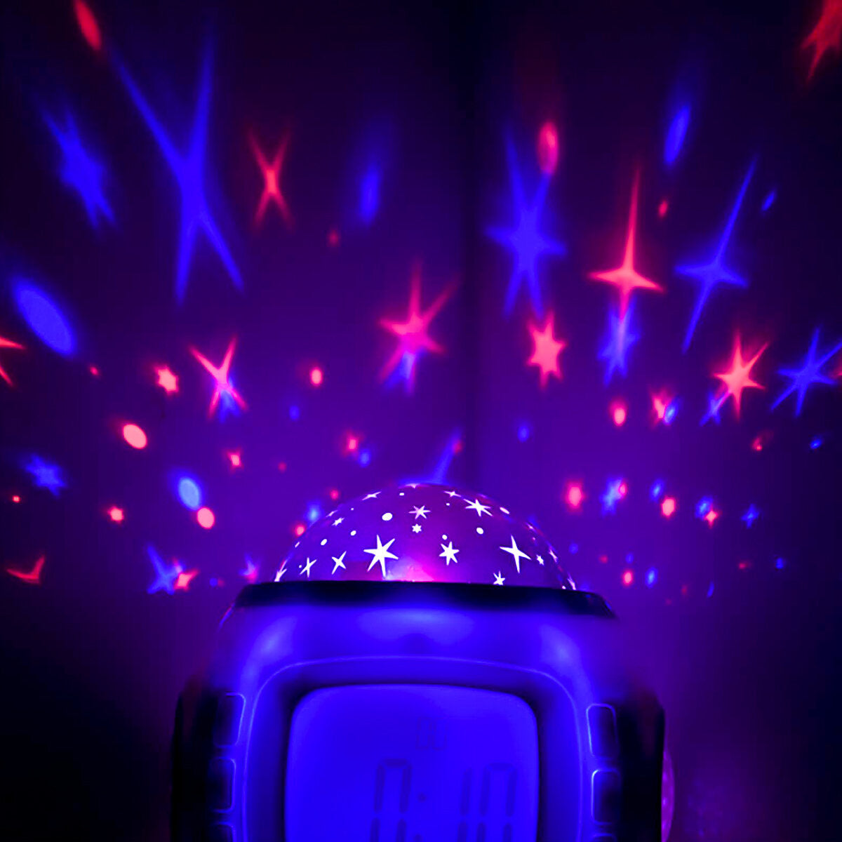 Night Light Projector LED Lamp Bedroom Digital Alarm Clock With Music for Kids