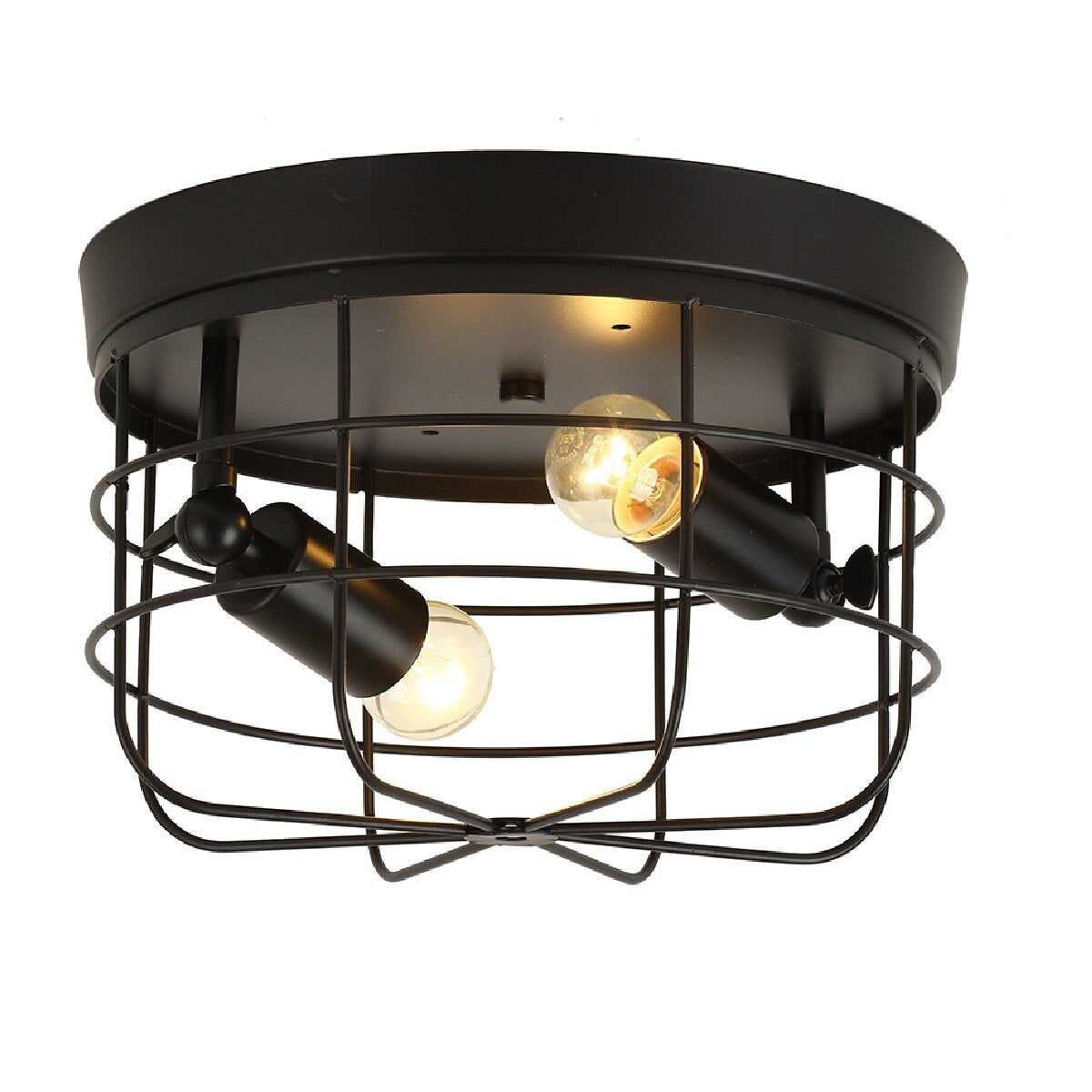 Industrial Vintage Metal Round Pendant Lamp Semi Flush Mount Ceiling Light Shade Without Bulb