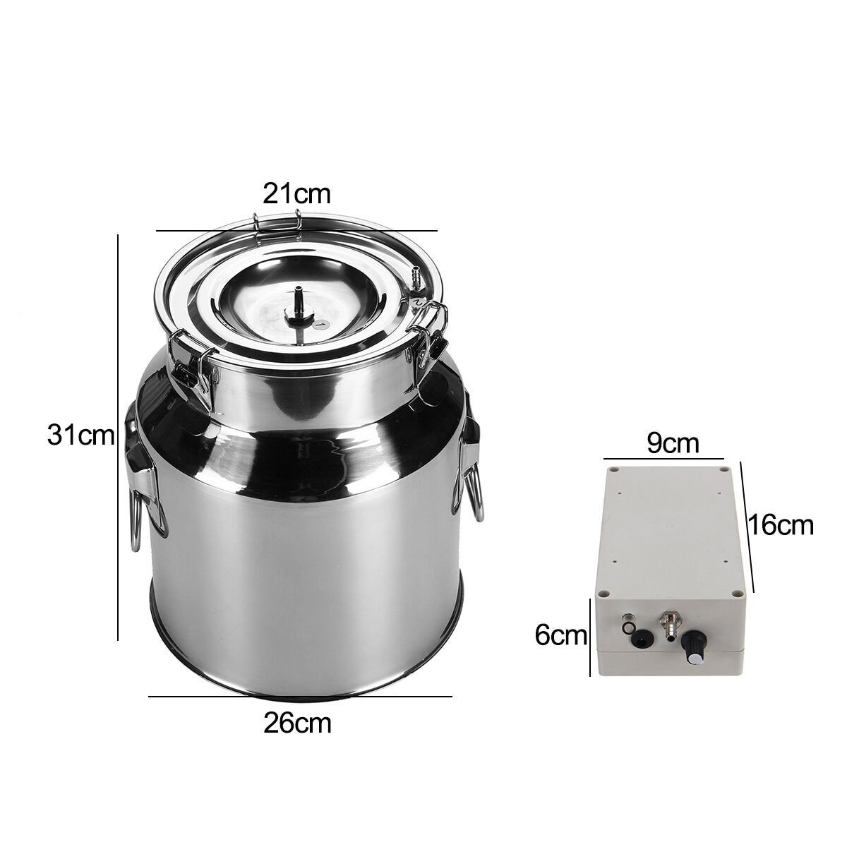 14L Electric Milking Machine Stainless Steel Milker Farm Cow Goat Vacuum Suction Pump Bucket Automatic Cattle Milking Equipment