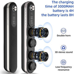 Wireless USB Desk Bluetooth Speaker Soundbar with Dual Alarm Clock FM Function Temperature Display for PC TV Computer Home