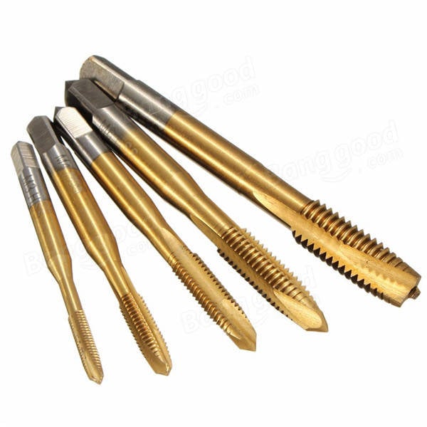5pcs M3-M8 HSS Spiral Point Tap Straight Flute Metric Titanium Machine Screw