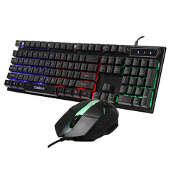 Wired Keyboard & Mouse Set 104 Keys USB Wired Light Transmitting Keyboard Ergonomic Mouse RGB Rainbow Backlit Gaming Keyboard Mouse Combo