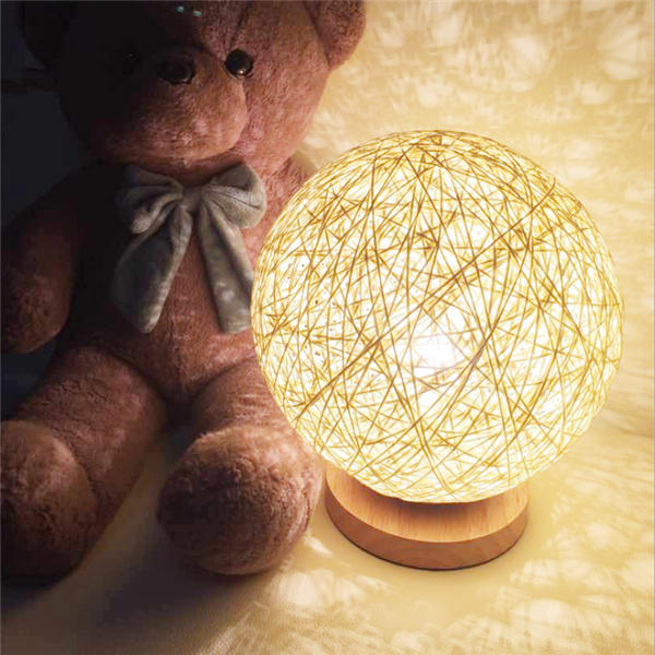 60W E27 Dimmable Sepak Takraw Wood Desk Light Night Lamp AC110--220V