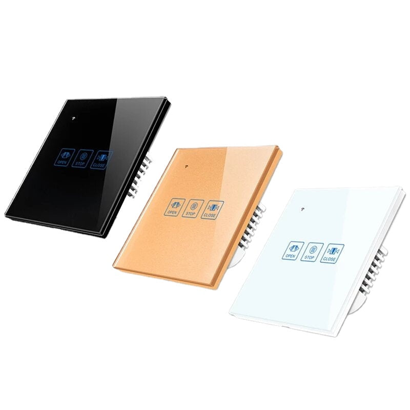 WiFi+RF Curtain Touch Wall Switch Crystal Panel Electric Motorized Blinds Smart Switch Remote Control Works with Alexa Google Home