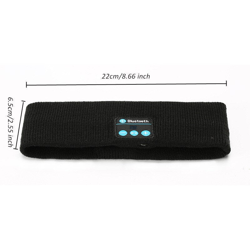 Wireless Bluetooth 5.0 Sports Headband Hi-Fi Stereo Music Speaker Headset Relax Comfortable Breathable Sweatband Hairband Sleep Eyemask with Mic