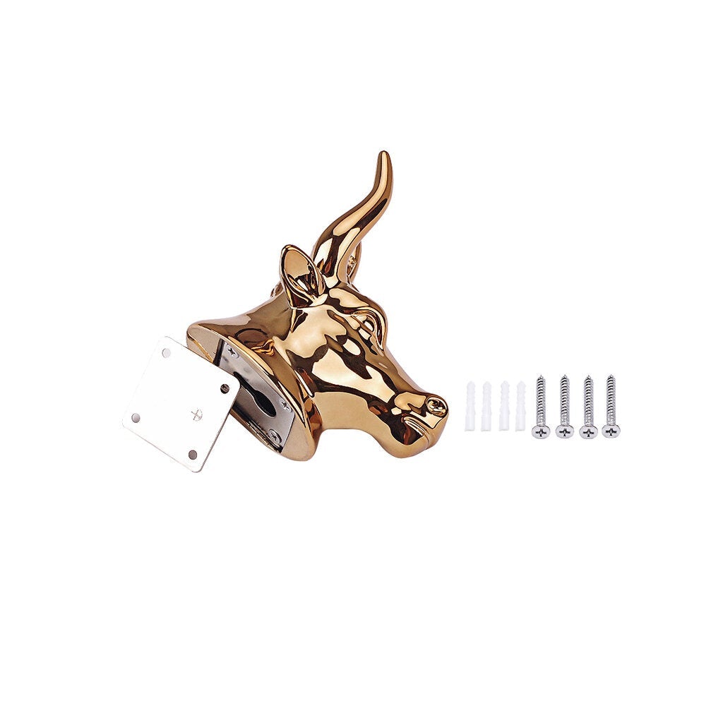 Universal 1 Set Gold Bull Metal Guitar Hanger Hook Holder Wall Mount Stand Bracket for Bass