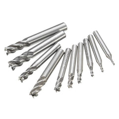 10pcs 2-10mm 4 Flute Milling Cutter HSS-Al End Mill CNC Tool