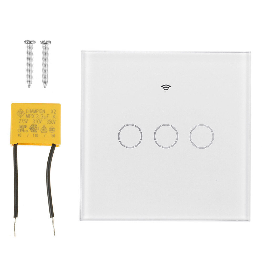 EU/UK 1/2/3 Gang eWelink WIFI Smart Wall Light Switch Touch Panel APP Remote Control Switch Single Live Wire No Neutral Line Switch