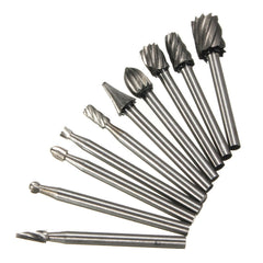 10pcs 1/8 Inch Shank Milling Rotary File Burrs Set Wood Carving Rasps Router Bits Grinding Head