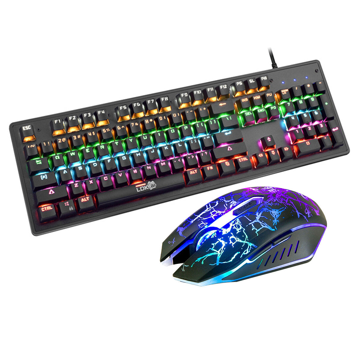 Wired Keyboard & Mouse Set 104 Keys USB Wired LED Breathing Backlit Gaming Keyboard 1200DPI Gaming Mouse for Desktop Computer Laptop PC