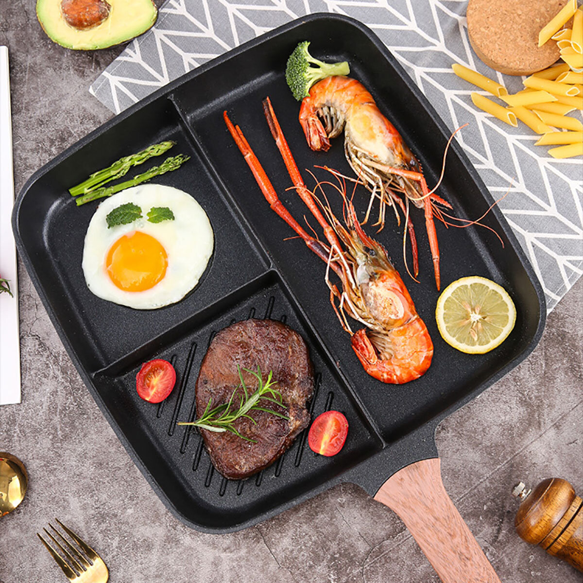 Frying Pan Aluminum Alloy Griddle Grill Non Stick Skillet Cooking Fry Square BBQ