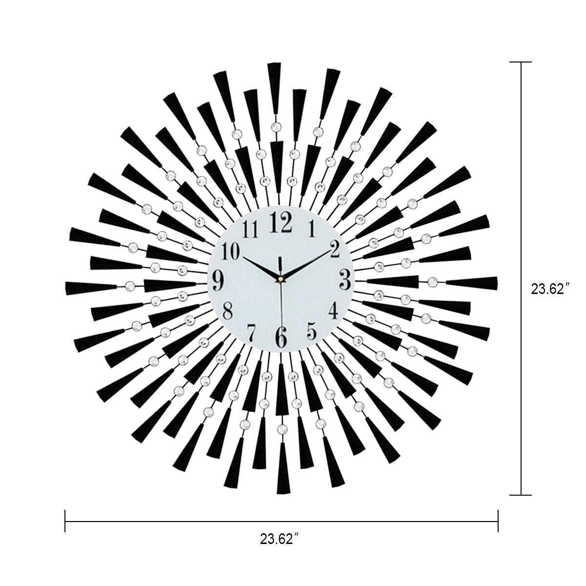Black/Gold Iron Wall Clock Geometric Diamond Wall Clock without Battery