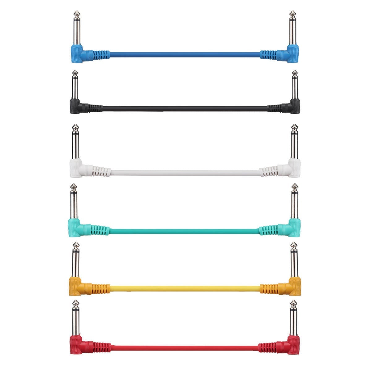 Right Angle 1/4" 6Pcs Guitar Effect Pedal Board Cable Patch Cord