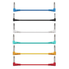 Right Angle 1/4" 6Pcs Guitar Effect Pedal Board Cable Patch Cord