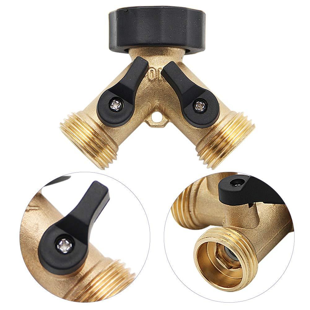 3/4 Inch 2 Way Brass Hose Faucet Manifold Garden Tap Splitter Water Segregator Pipe Divider Switcher Control Shut Off Valve Y-Type Ball