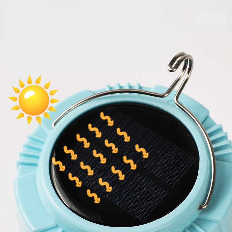 50W 10000K Solar LED Camping Light USB Rechargeable 4 Modes Adjustable Hanging Tent Lamp Power Bank