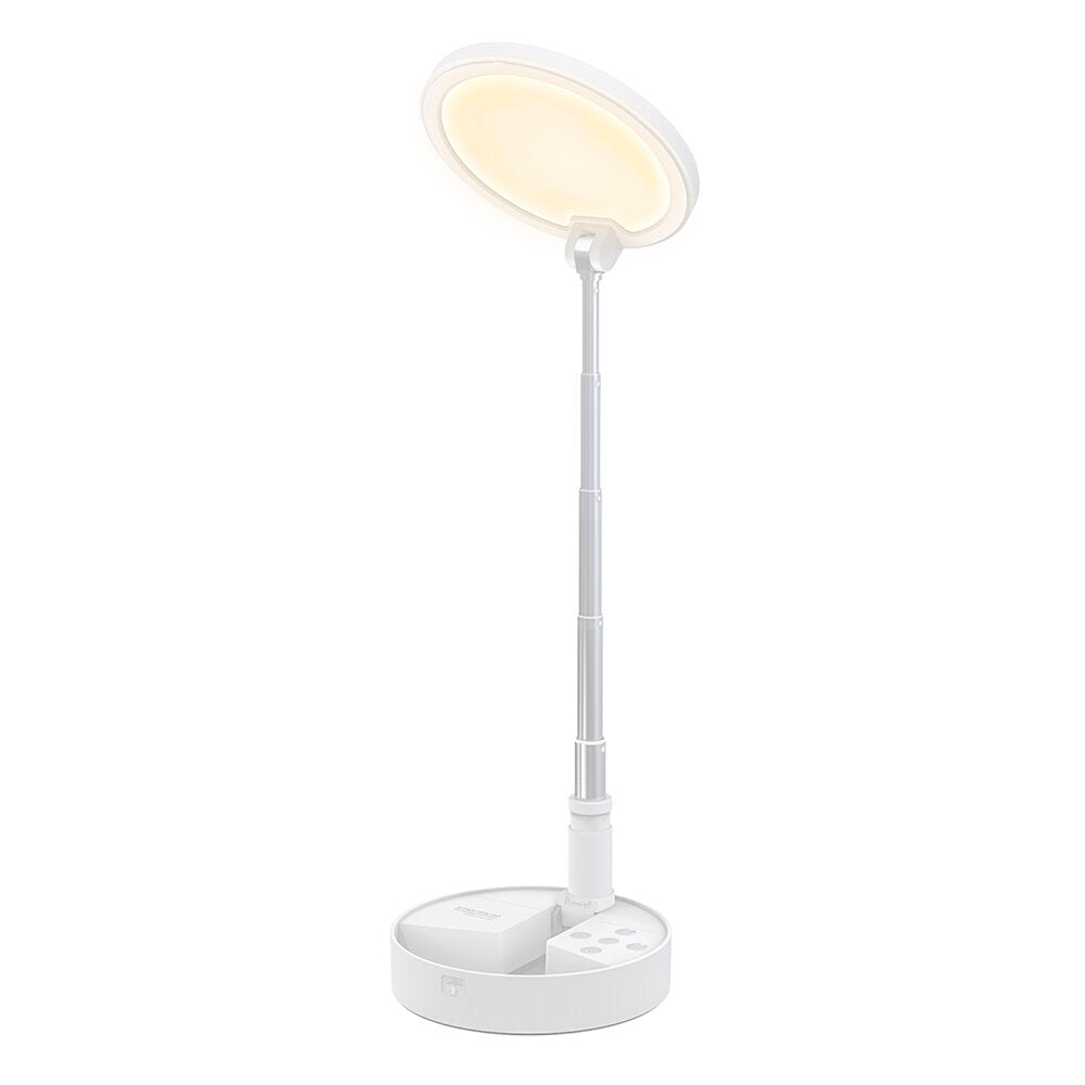 Folding Desk Lamp with Foldable Storage Adjustable Angle 3600mAh Battery 5 Level Brightness 3000-5000K Color Temp