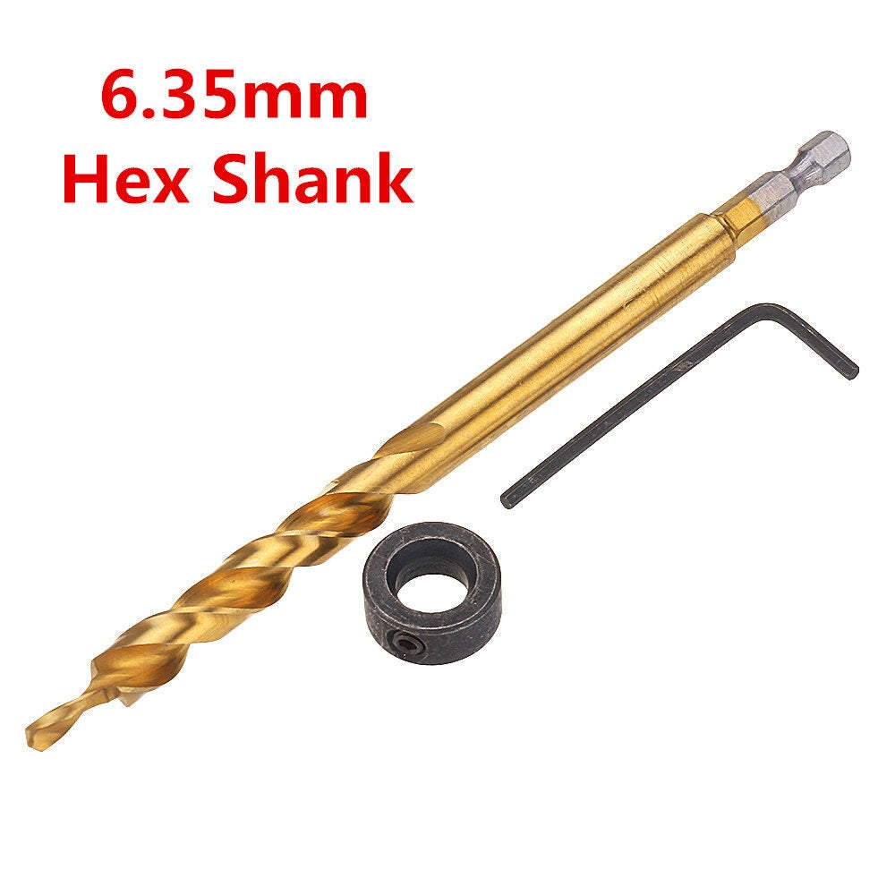 9.5mm Twist Step Drill Bit 3/8" Round/Hex Shank Drill for Pocket Hole Jig