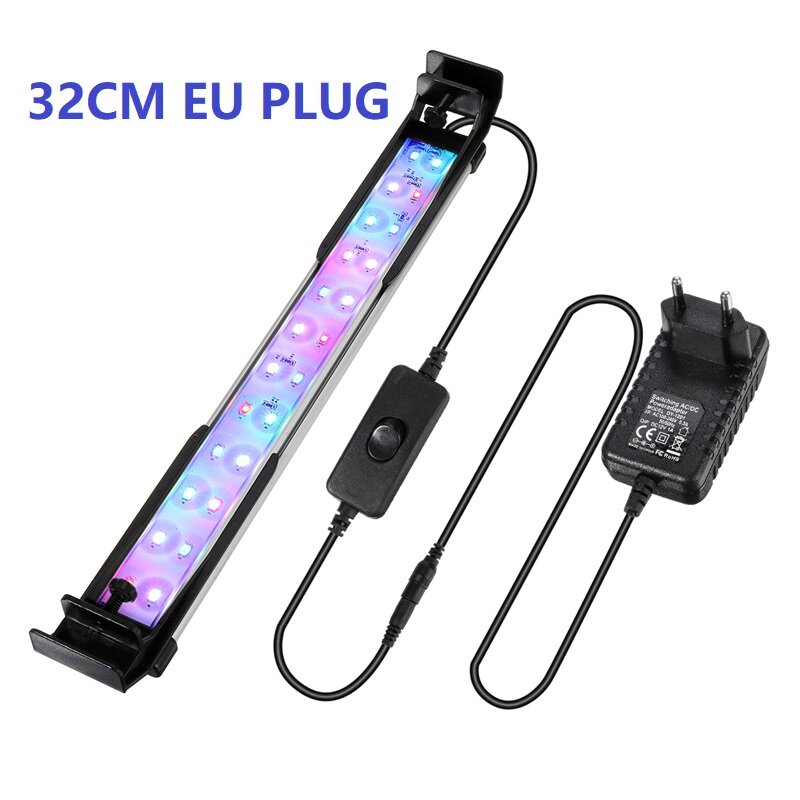 32CM 24LED RGB Aquarium Fish Tank Light 2 Modes Double Drainage Water Grass Lamp