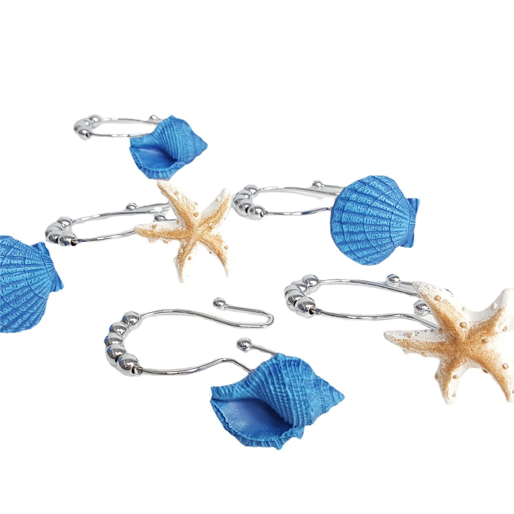 12pcs Resin Decorative Seashell Home Shower Curtain Hooks Bathroom Beach Shell Decor