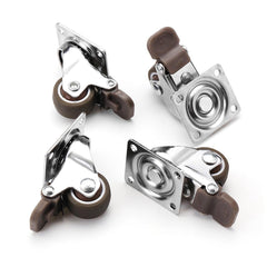 4pcs 1 Inch TPE Mute Lightweight Universal Wheels with Brake Caster for Furniture