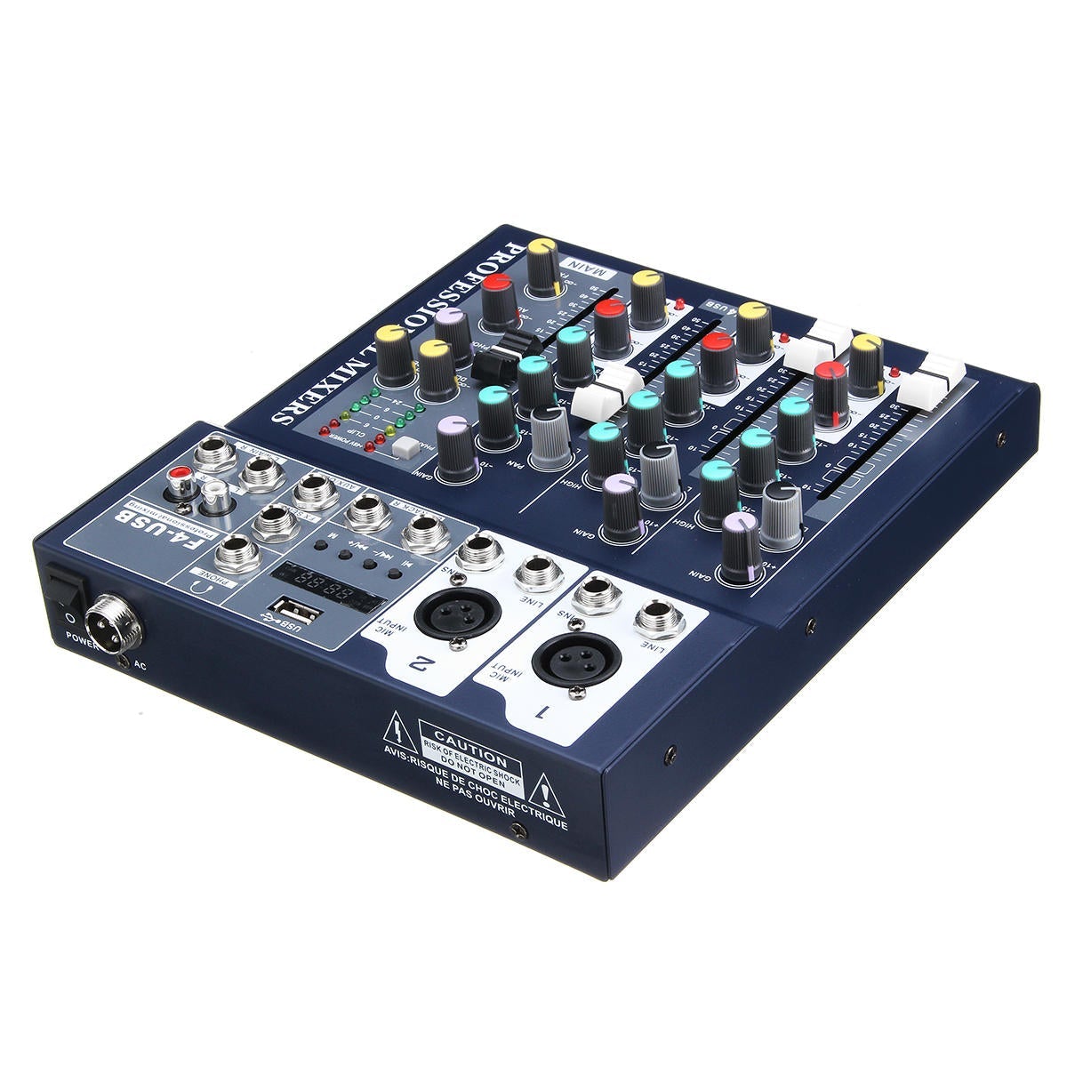 4 Channel USB Bluetooth Audio Mixer with Reverb Effect for Home Karaoke Live Stage Performance