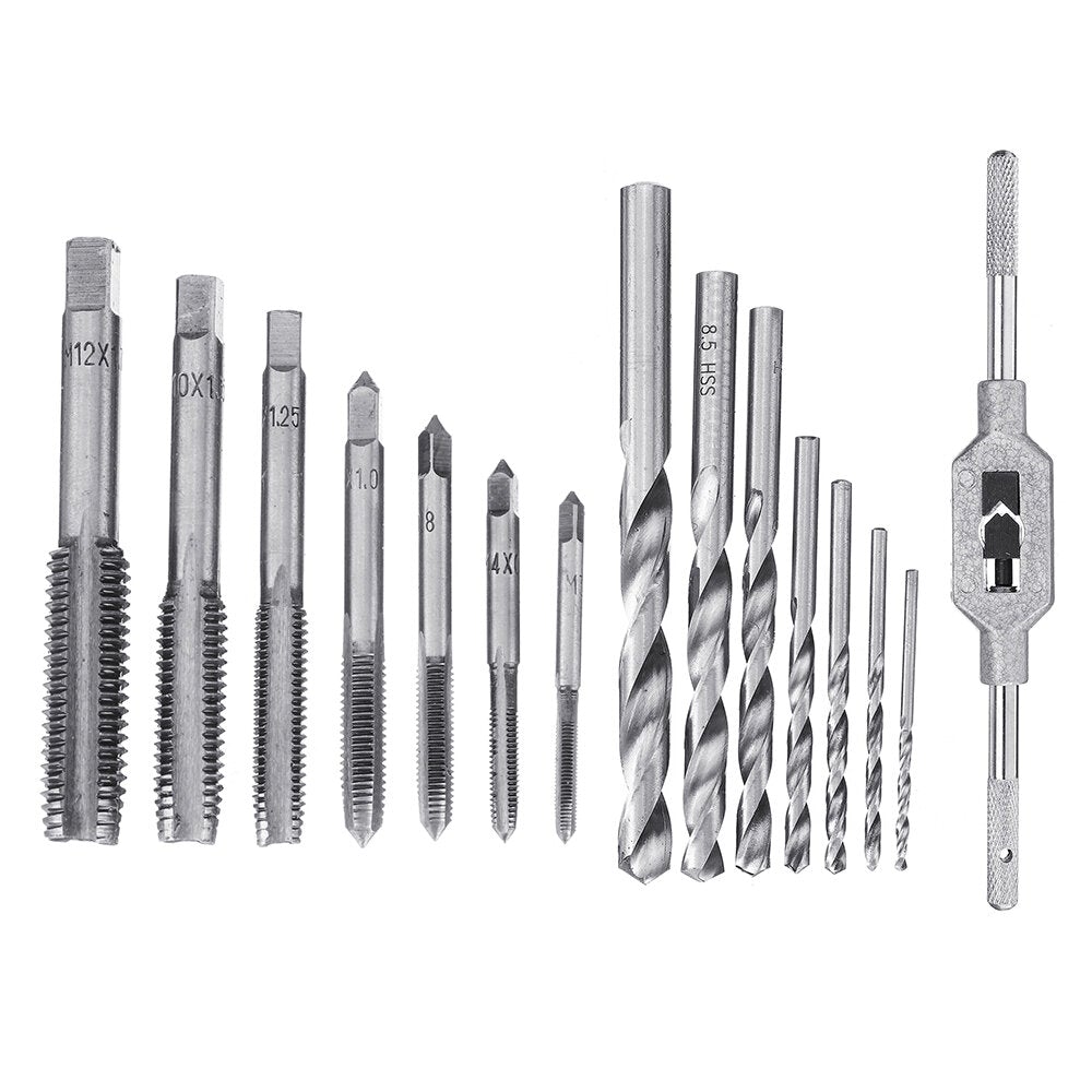 16Pcs/Set Screw Tap Drill Bit Set M3-M12 Metric Hand with 2.5-10.2mm Twist