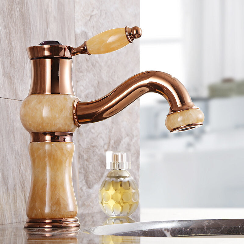 Antique Copper Bathroom Basin Faucet Tap Hot and Cold Water Single Hole Deck Mount Mixer G1/2