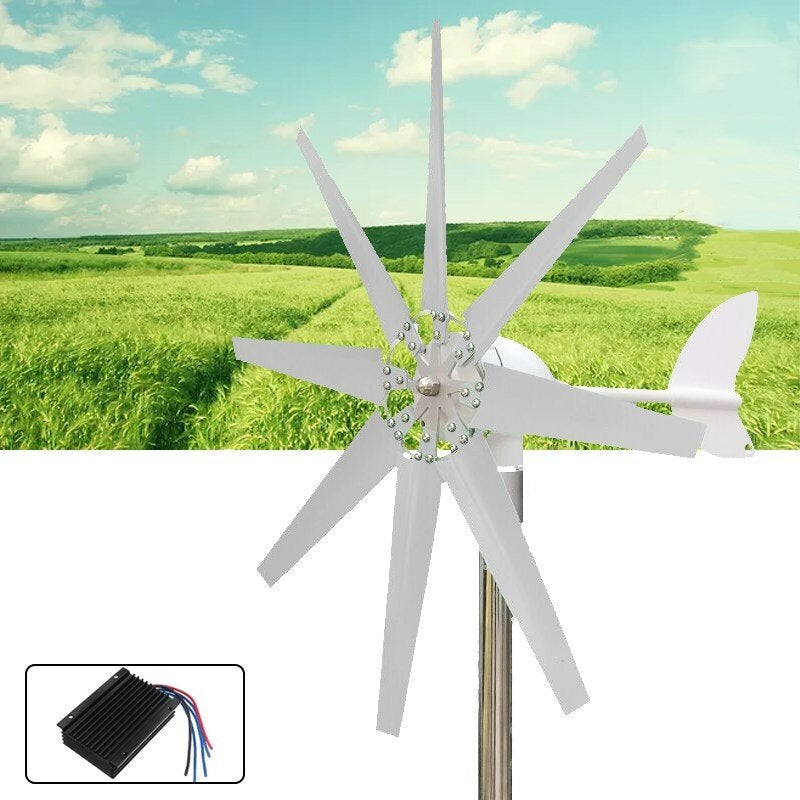500W 12V/24V Wind Turbine 8 Leaves With Controller White Wind Generator