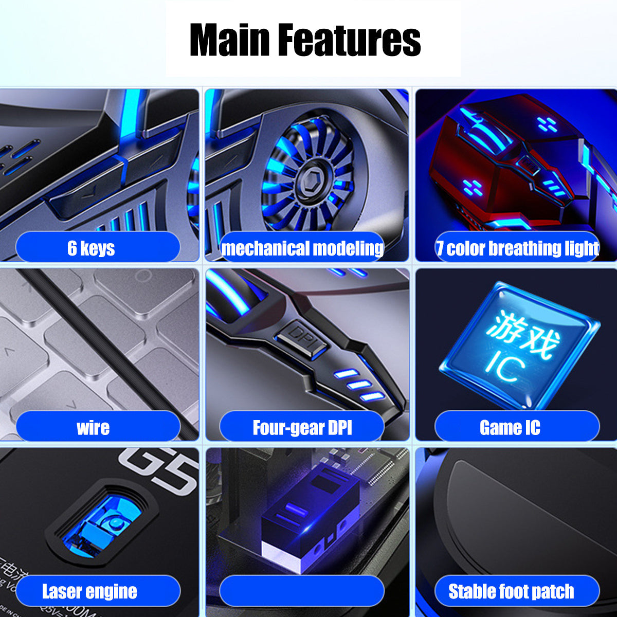 104 Keys USB Wired Gaming Keyboard and Mouse Set Waterproof Silent/Sound Changing Backlight Mouse for Computer Desktop Notebook