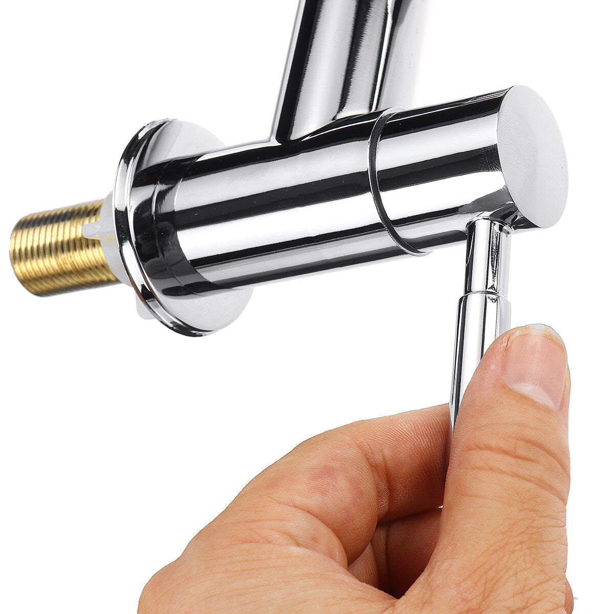 Kitchen Sink Faucet Hot Cold Mixer Tap Double Handle Hole Spout Finish Brushed Swivel Spray 360