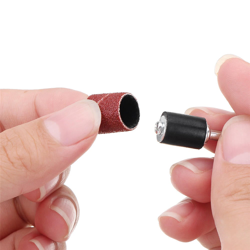 132pcs 120 Grit 1/4 3/8 1/2 Inch Sanding Drum with Sanding Mandrel Rotary Tool Accessories