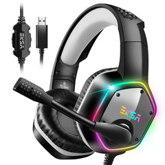 Gaming Headphone 7.1 Virtual Surround RGB Light USB Professional Gaming Headset with Noise Cancelling Mic for PC Laptop