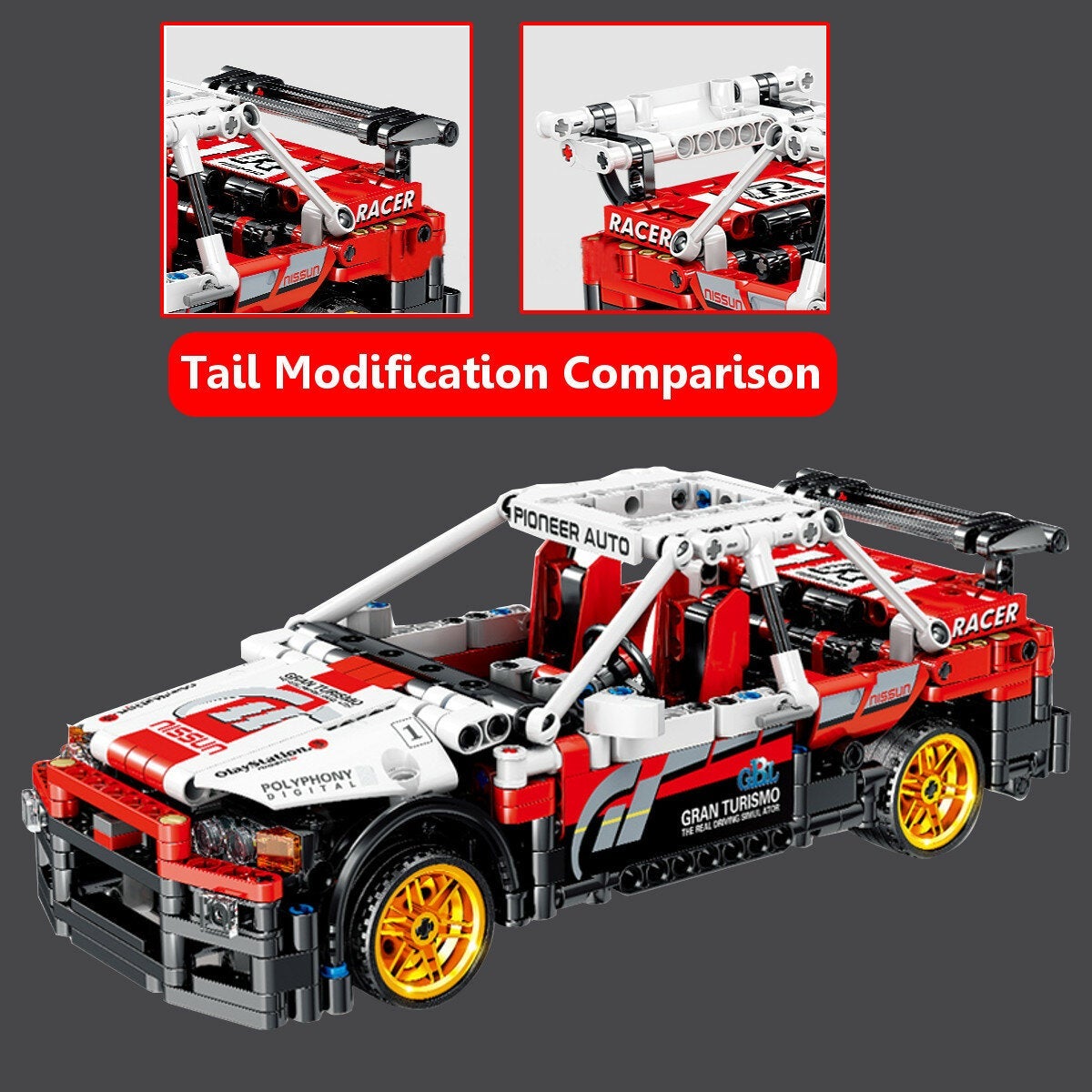 591 Pcs 1:17 Ares Mechanical Engineering Car Small Particle DIY Assembled Building Blocks Pull Back Racing Car Model Toy for Birthday Gift