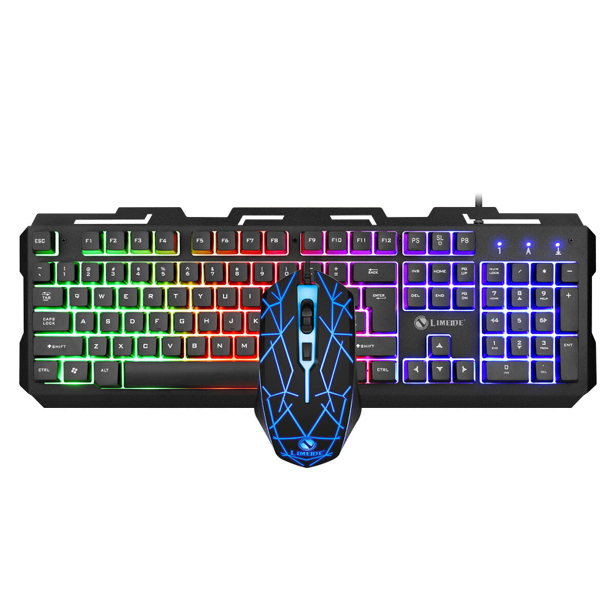 Wired Gaming Keyboard & Mouse Set RGB Backlight 1200DPI Gaming Mouse 104 Keys Mechanical Feeling Keyboard Combo