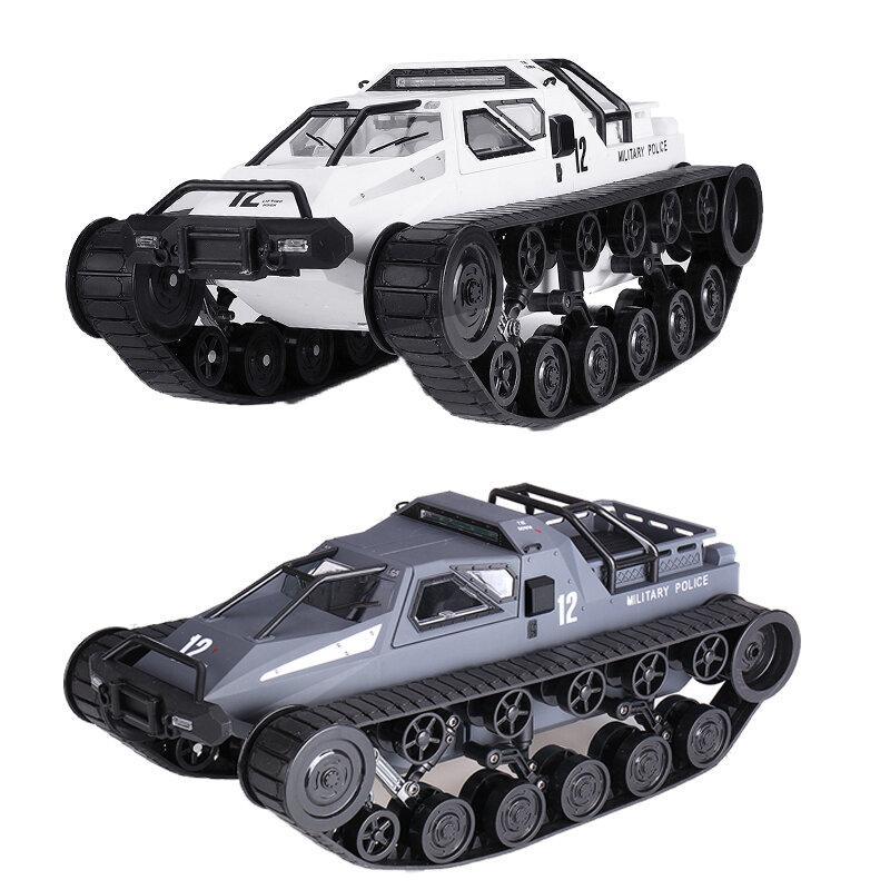2.4G Drift RC Tank Car with Two Rubber and Two Mental Tracks with LED Lights RTR High Speed Full Proportional Control Vehicle Models