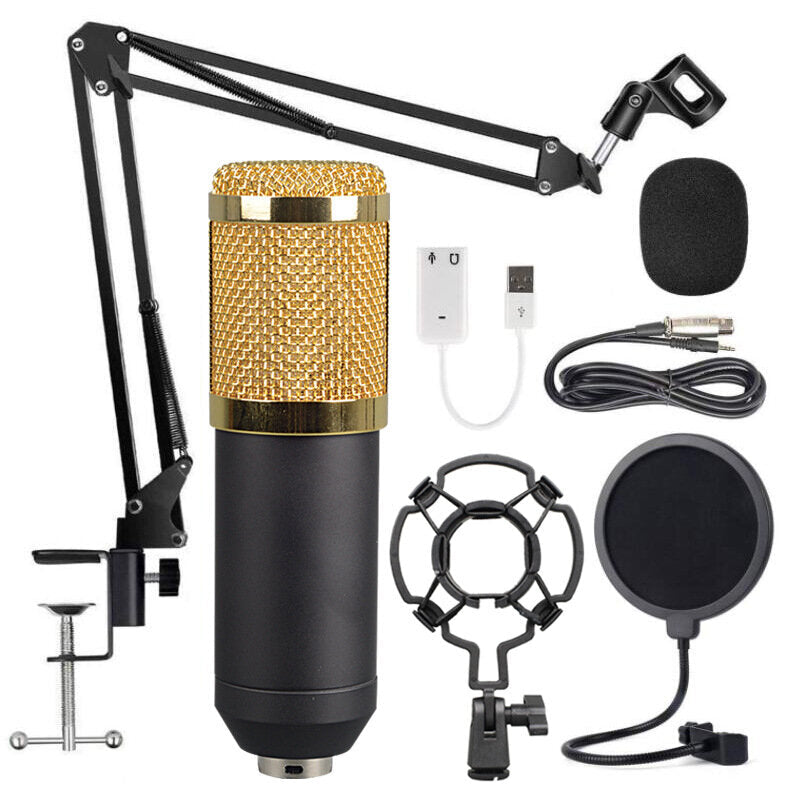 Large Diaphragm Condenser Microphone Set for Online Singing Live Broadcast Audio Studio Mic Recording