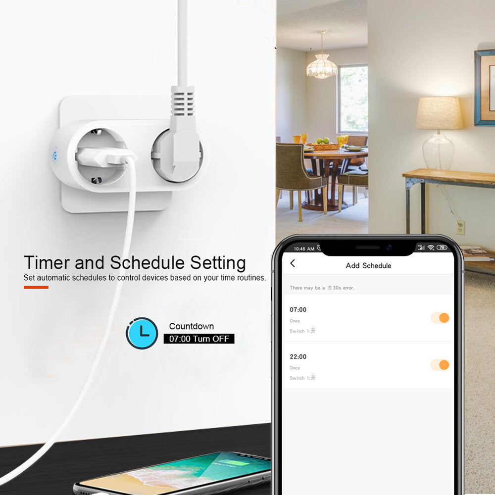 Smart WiFi Socket Remote Control Outlet Voice Control Wireless Switch Plug Works With Google Home Alexa Voice Control For Tuya 16A