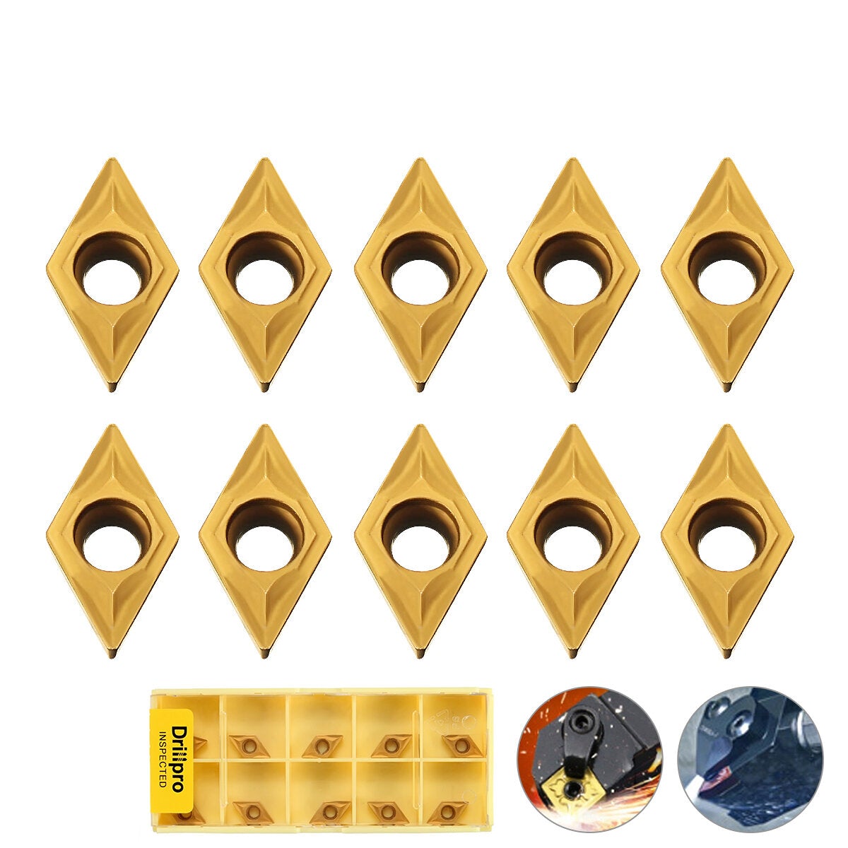 10pcs DCMT070204 Carbide Insert DCMT 0702 Cutter For for SDNCN Turning Tool Holder