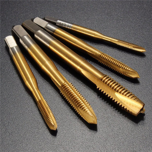 5pcs M3-M8 HSS Spiral Point Tap Straight Flute Metric Titanium Machine Screw